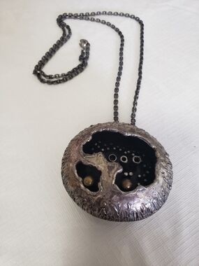 Rare & Collectible Guy Vidal Brutalist "Cave Pod" Pendant Necklace